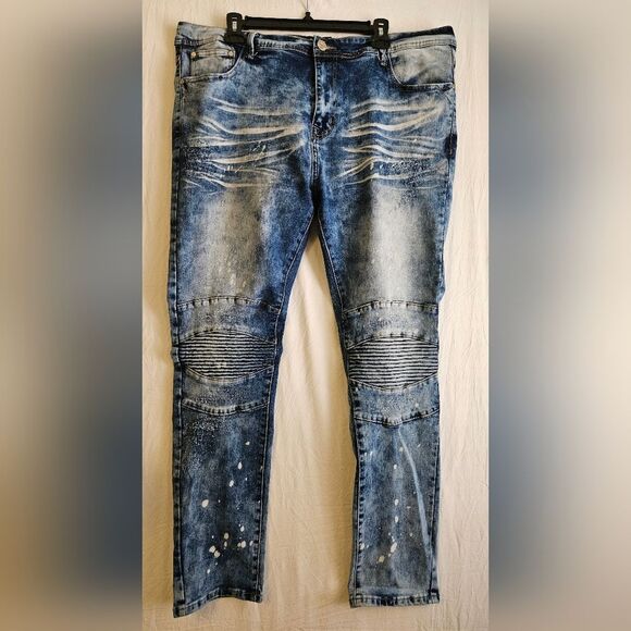 SWITCH Remarkable Jeans Mens 40x32 (40x29) Slim Tapered Fit Distressed Paint GUC - Picture 1 of 10